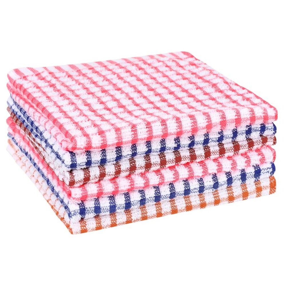 Checked Tea Towels, Cotton Washable Dish Cloth, 11" x 16" 6 Pack Multicolor